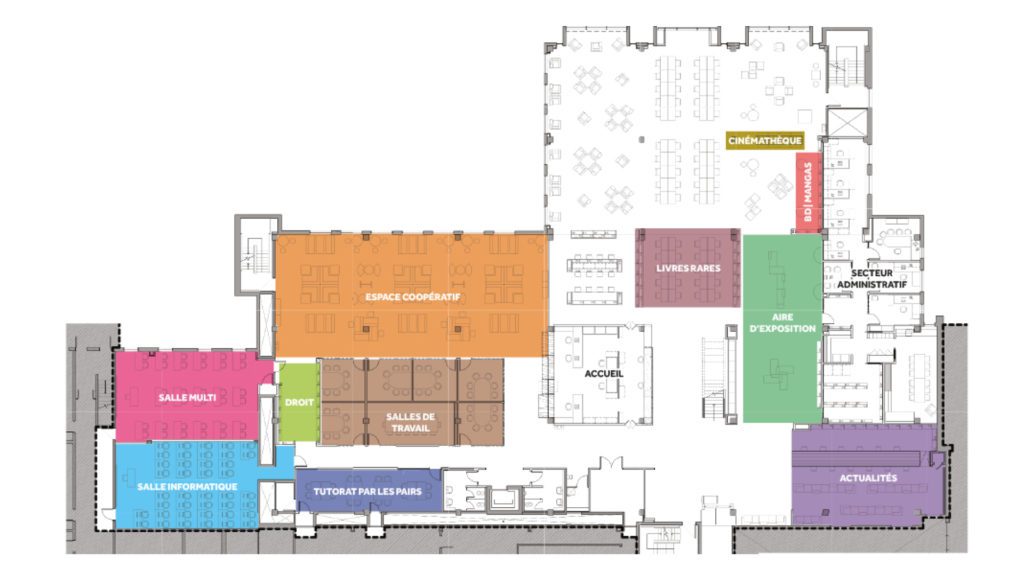 Plan de la Bibliothèque du Cégep Garneau, niveau 2000.