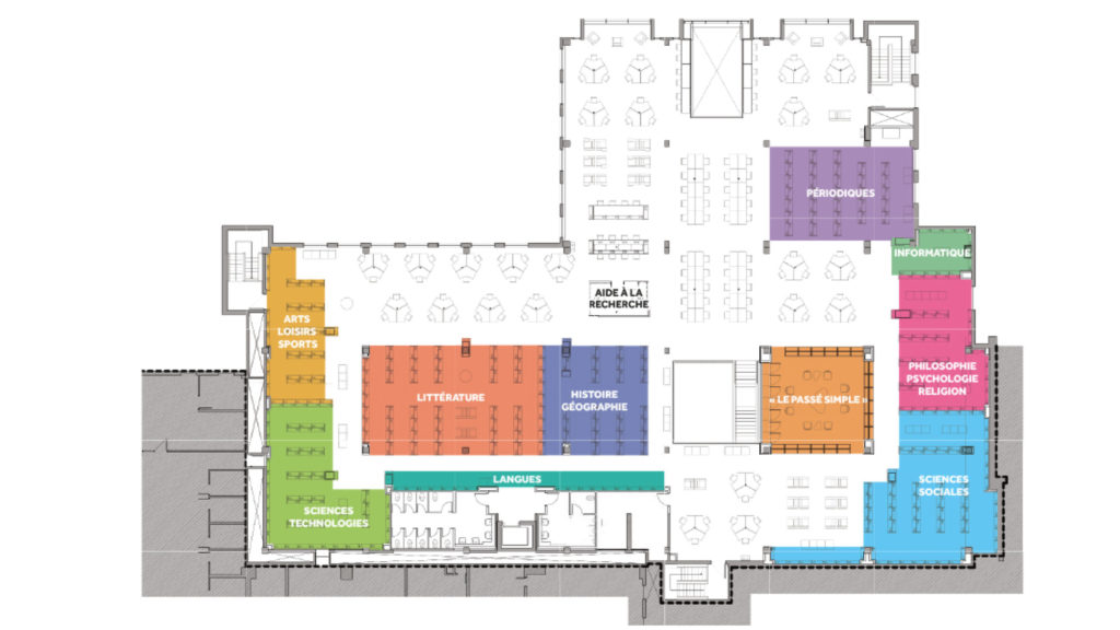 Plan de la Bibliothèque du Cégep Garneau, niveau 3000.